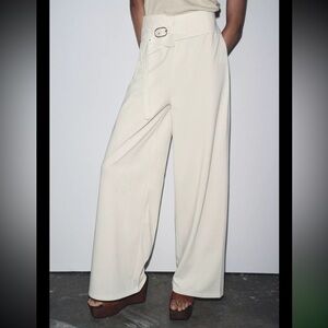 NWT Zara Belted Pants in Ecru size Large